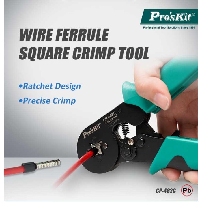 Proskit CP-462G - Wire Ferrule Crimp Tool-Square Crimp